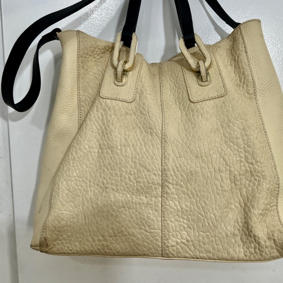 Vince Camuto Tania Convertible Pebble Leather Tote Bag Cream White Large - Picture 2 of 14